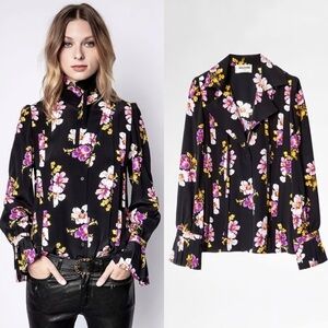 BNWT Zadig & Voltaire Tessa Peonies Floral Top size S 
100% silk
